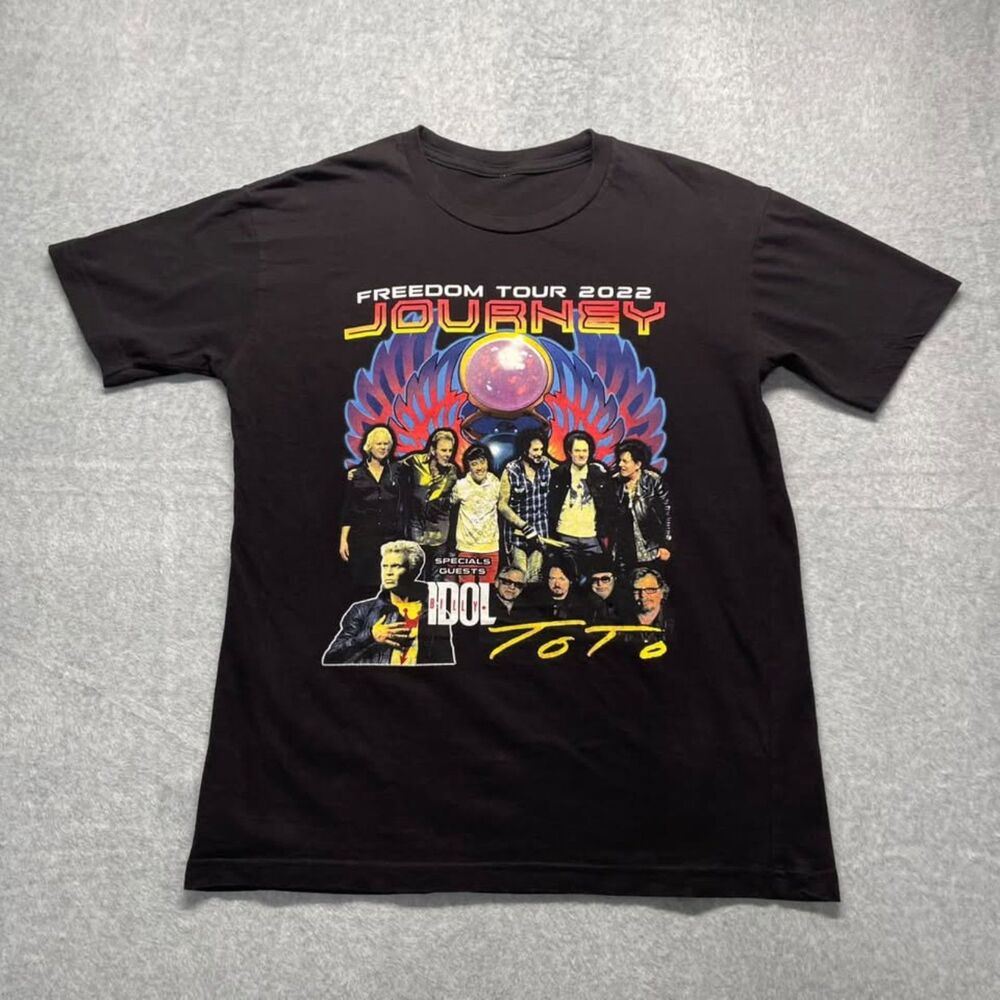 Journey Freedom Tour 2022 Shirt Billy Idol Toto Concert Graphic Black M